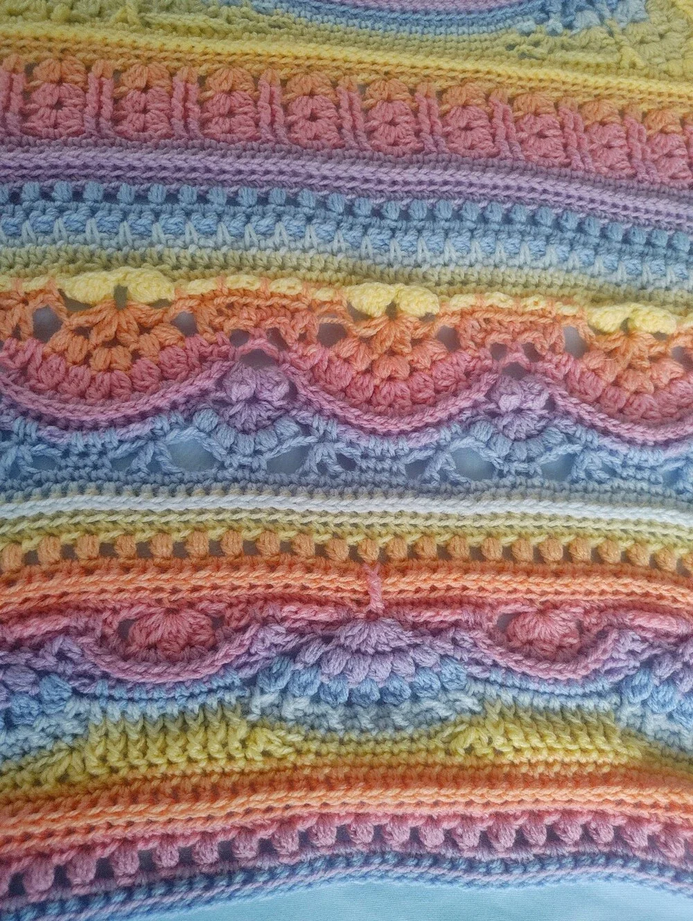 Handmade Crocheted Soft Beautiful Rainbow Baby Blanket 46